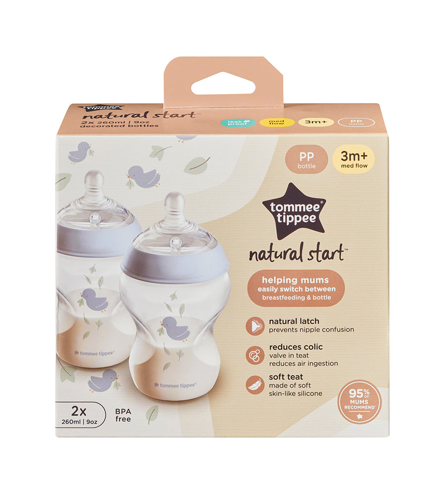 Natural Start Decor PP Bottle with M Teat Pack Of 2 260ML - 423915