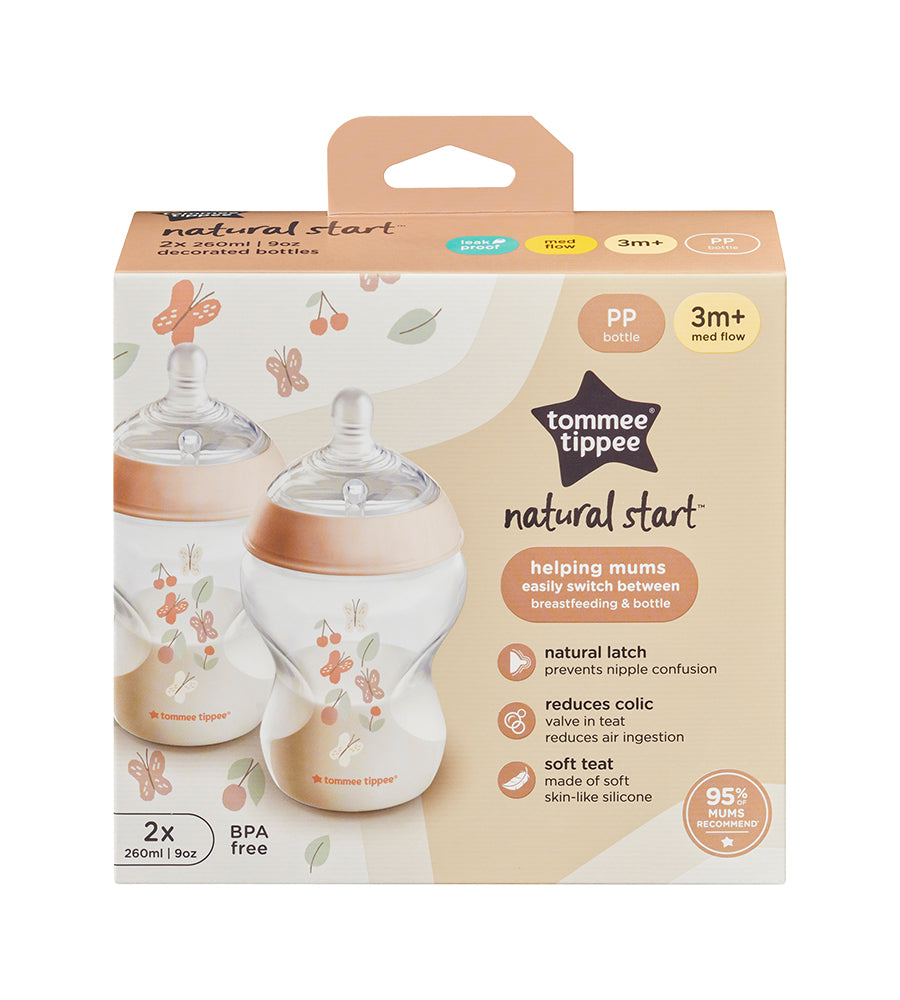 Natural Start Decor PP Bottle with M Teat Pack Of 2 260ML - 423916