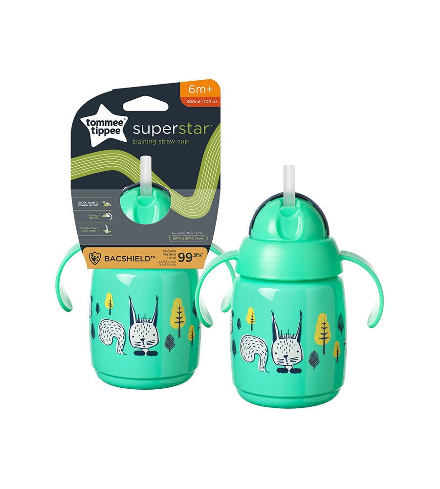 1X TRNR Straw Cup AL IL Green Tommee Tippee 300ML - 447830
