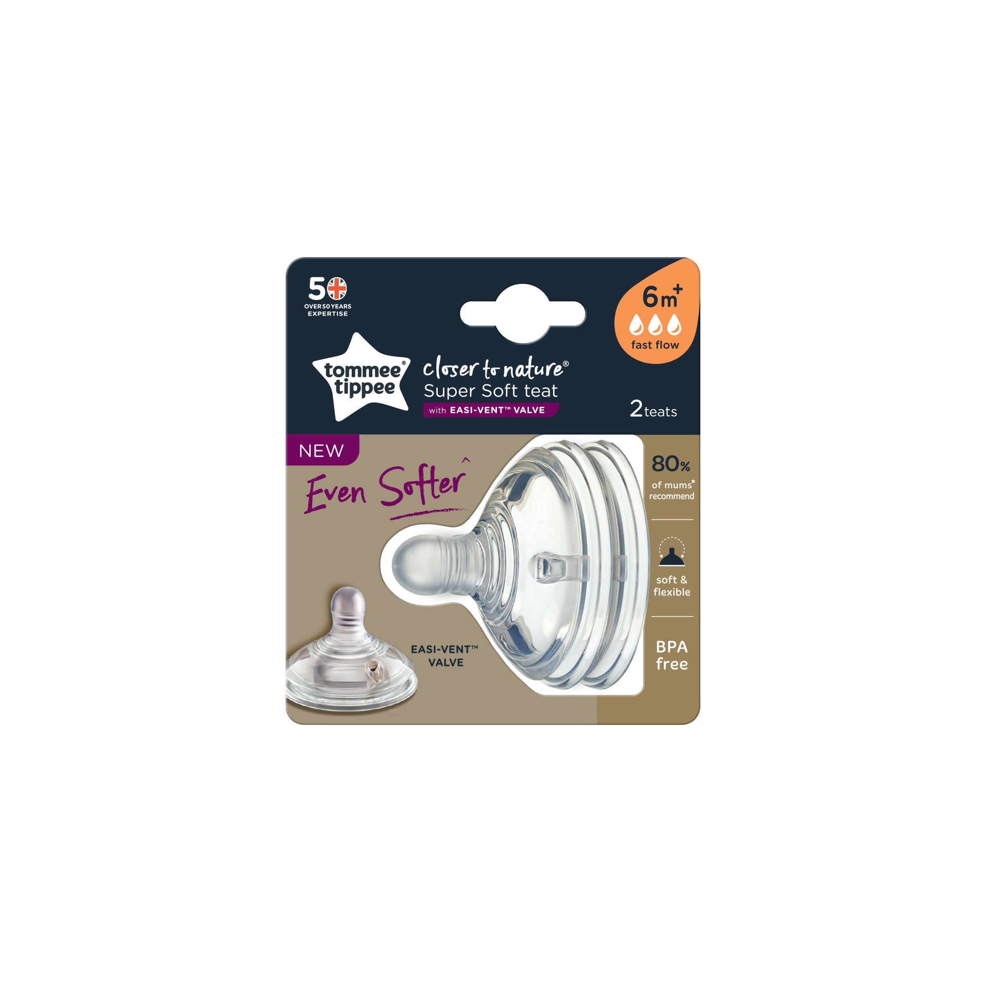 Fast Flow Soft Teat 2-PK Tommee Tippee 422124