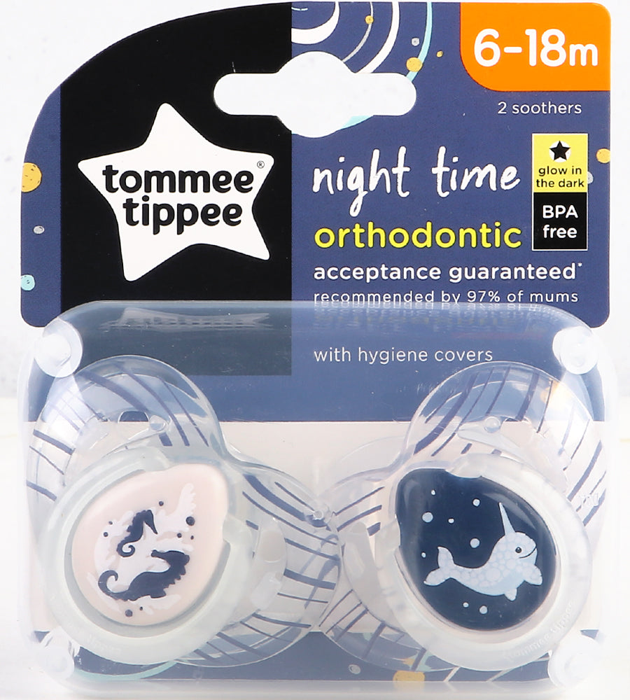 Night Time Soother 2-PK With Case Tommee Tippee 6-18M - 433374