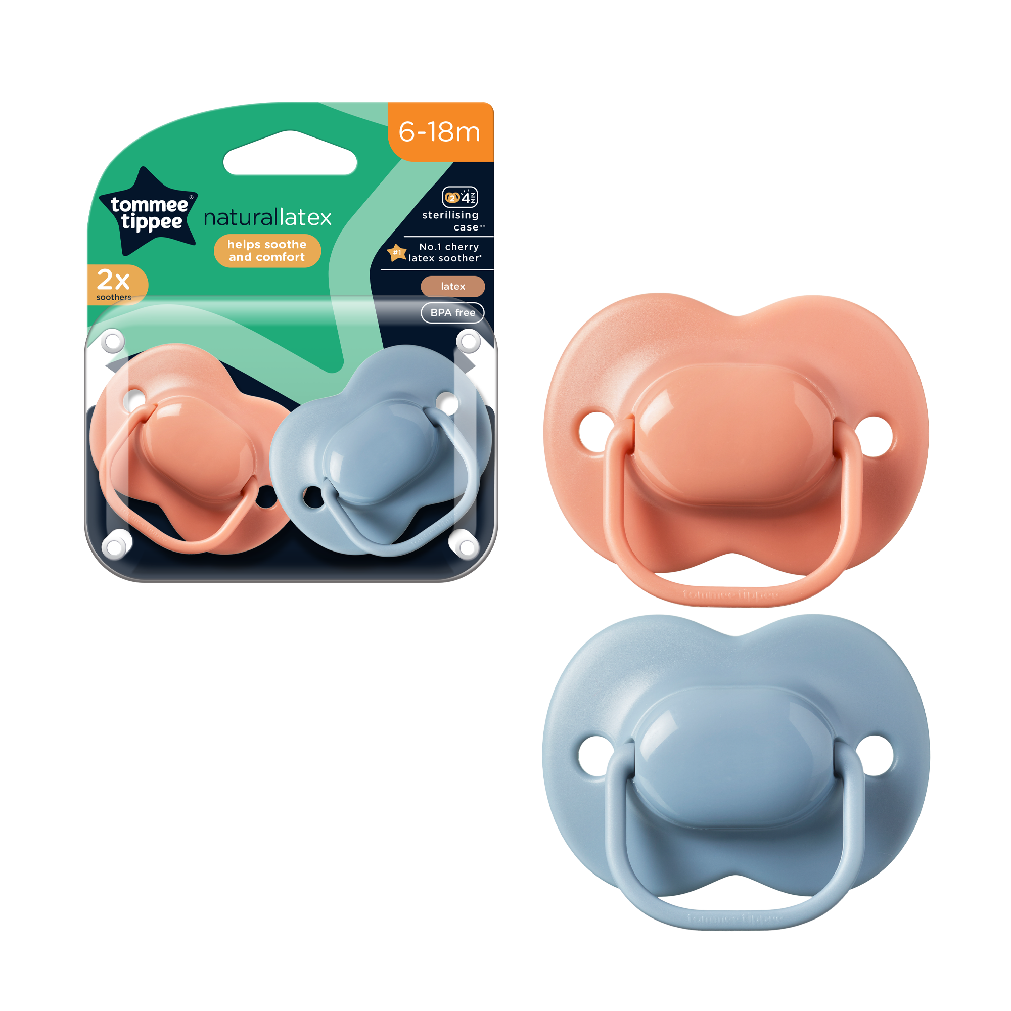 Cherry Latex Soother 2-PK Tommee Tippee 6-18M - 433533