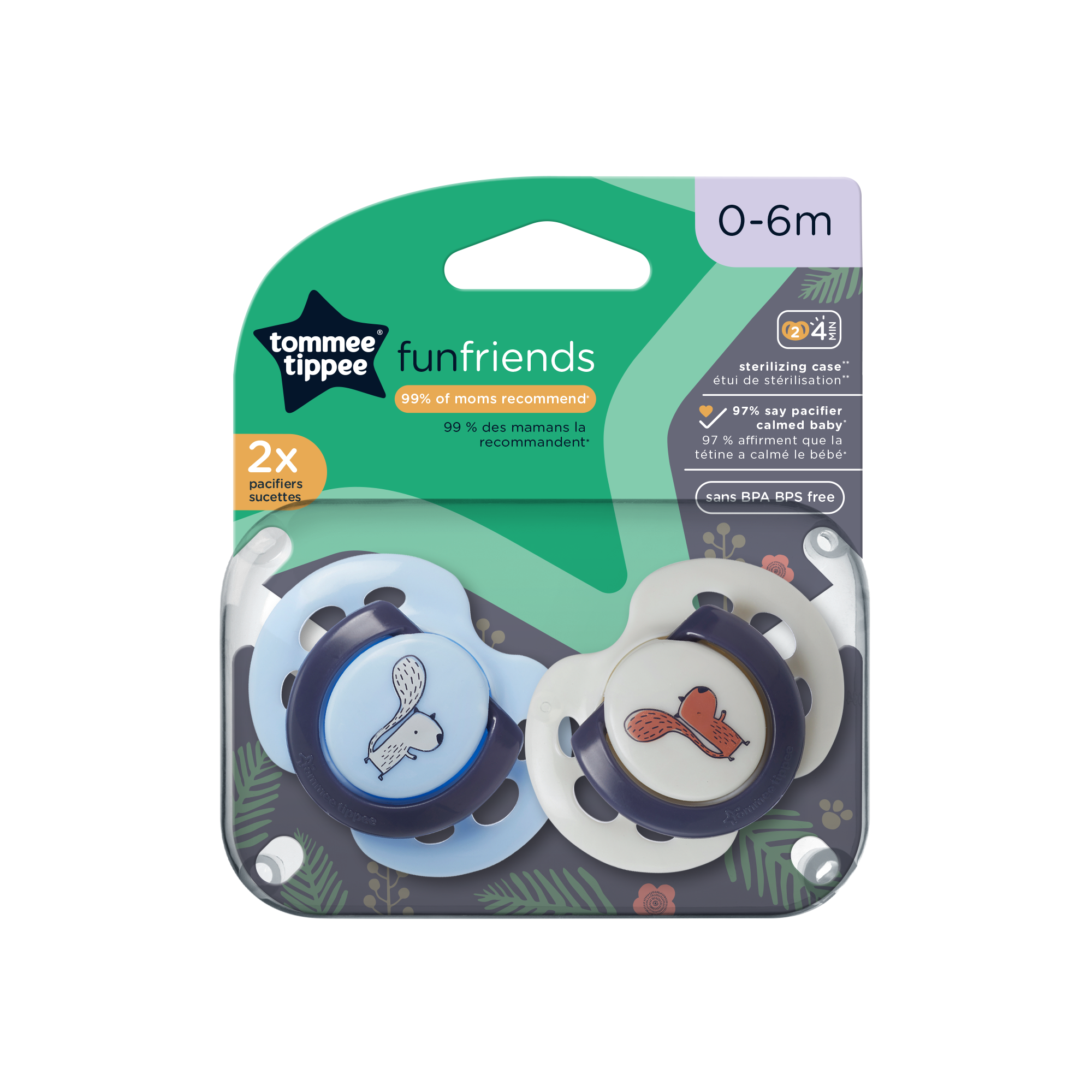 Fun Style Pacifiers 2-PK Tommee Tippee 0-6M - 533453