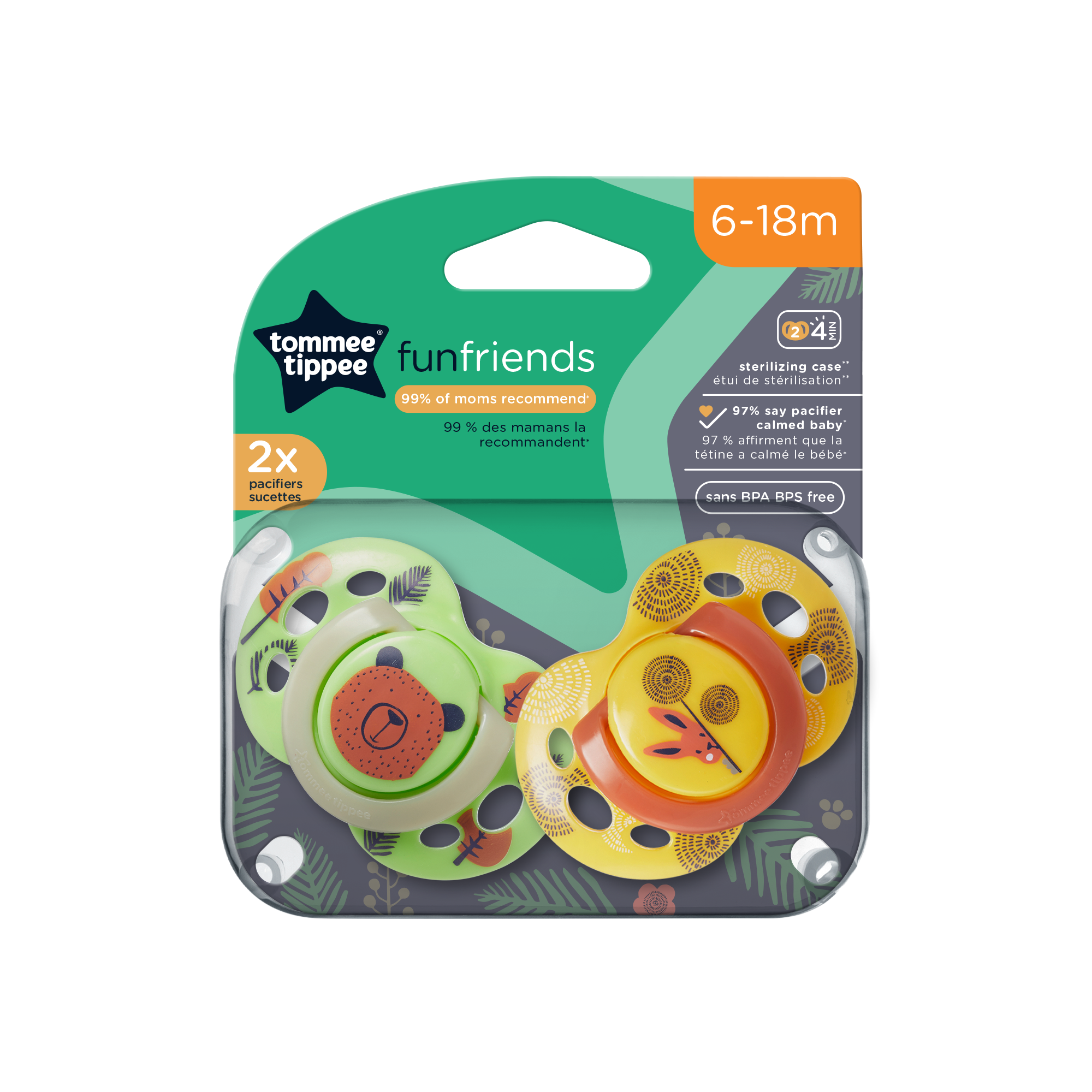 Fun Style Pacifiers 2-PK Tommee Tippee 6-18M - 533457
